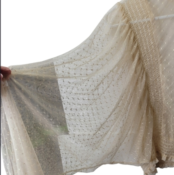 Windsor Natural beige sheer lace blouse size S vintage inspired - Picture 9 of 17